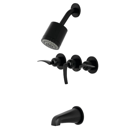 Kingston Brass Tub and Shower Faucet, Matte Black, Wall Mount KBX8130EFL